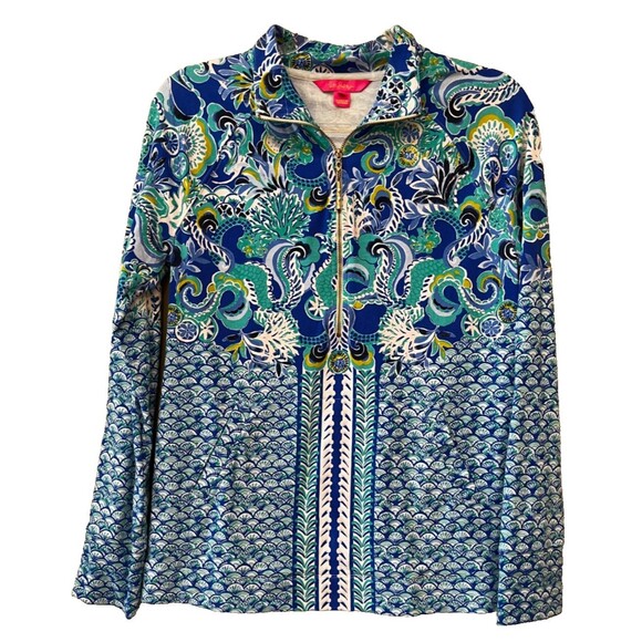 Lilly Pulitzer Blue Grotto Sirens & Spirit Skipper UPF 50 Pullover Size Small - Picture 1 of 13